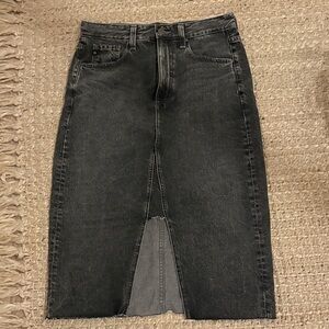 AG Adriano Goldschmied Haruko Vintage A-Line Denim Skirt in Black Gray